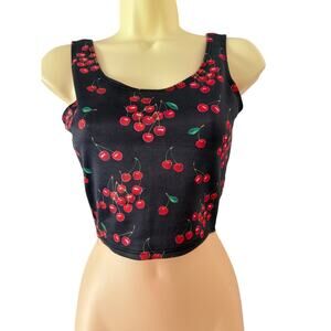 Madrag Vintage Cherry Print Knit Crop Top Y2K Size Small